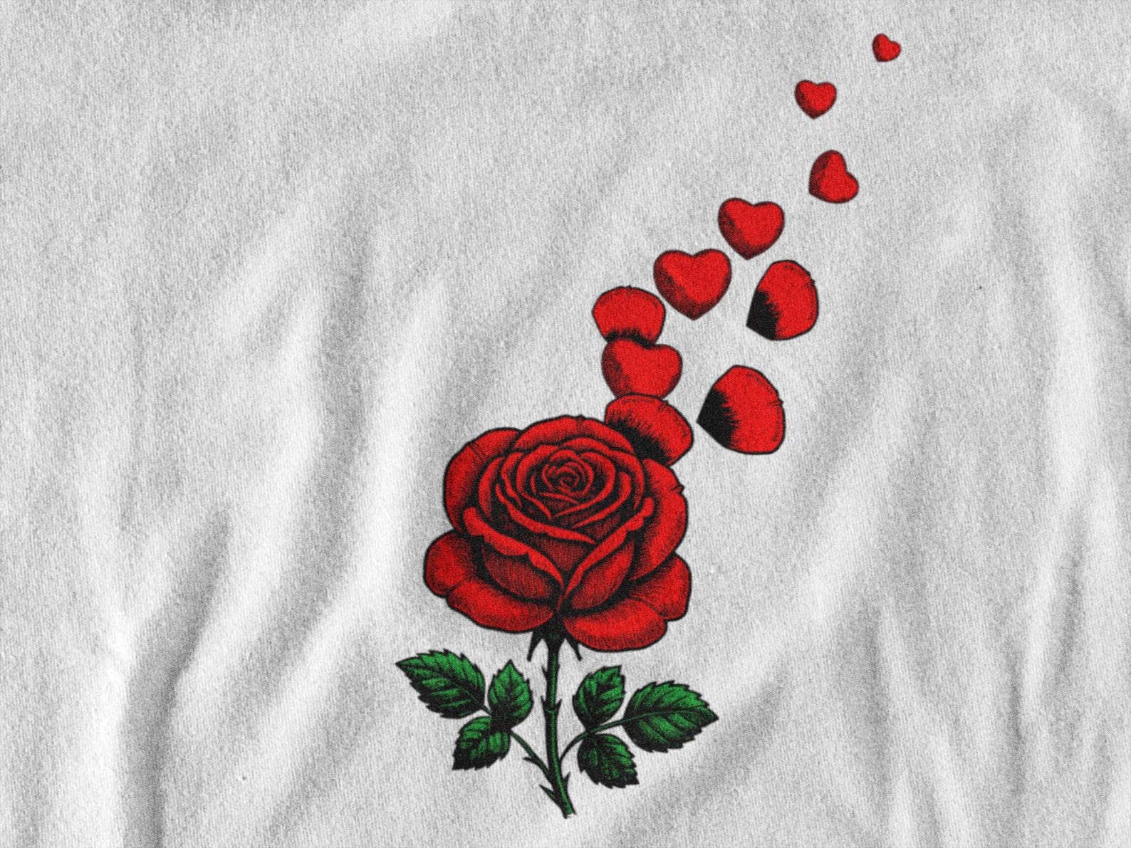 Rose Heart Blossom T-Shirt | Romantic Valentines Day Tee 4XL