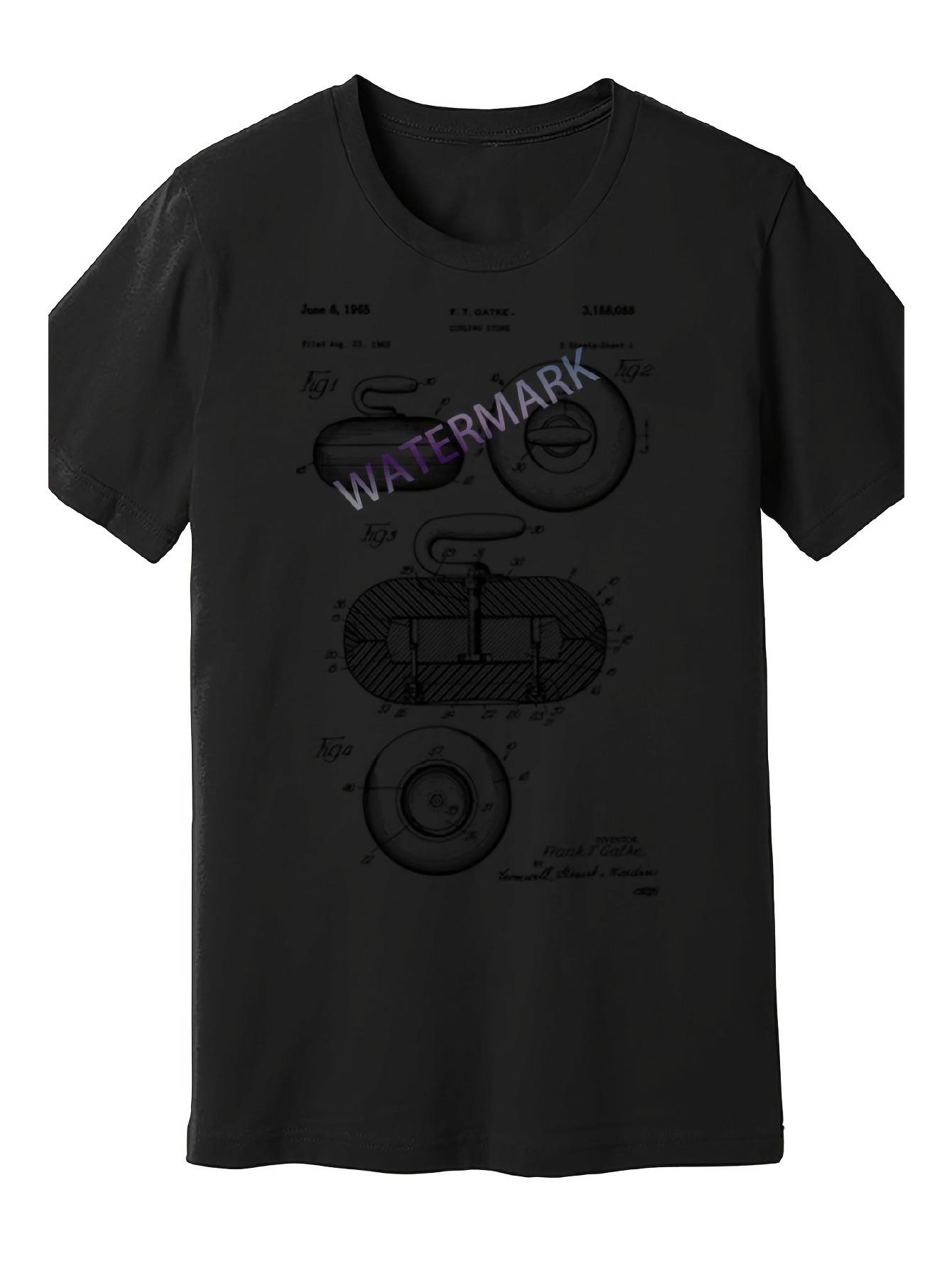 Top Pick Local MenS  WomenS Curling Stone Patent Graphic TShirt S