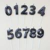 New Birthday Party Cake Decoration Time and Space Numbers 0-9 PVC Boxed Black Gold Dot Candles