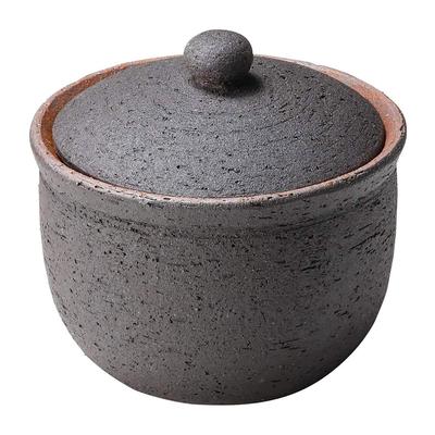 Hechimon Shigaraki Ware Salt Ceramic Storage Salt Made In Moisture Absorbing and Humidity Maintaining Dryness Pot, Large, Black, Canister, Container,