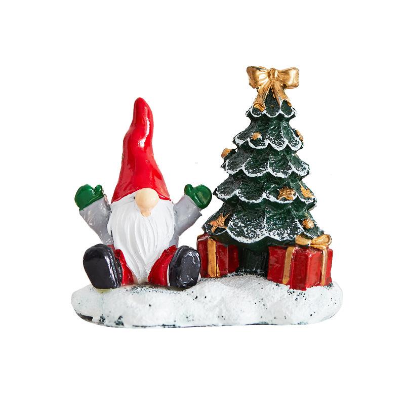 New Resin Santa Claus Small House Decoration Hotel Shopping Mall Showcase Desktop Holiday Scene Decoration