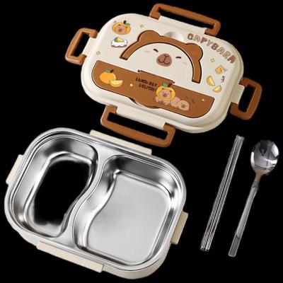 ZISIZ Casquette Capybara pour Enfants Boîte à Lunch à Double Compartiment en Acier Inoxydable 304