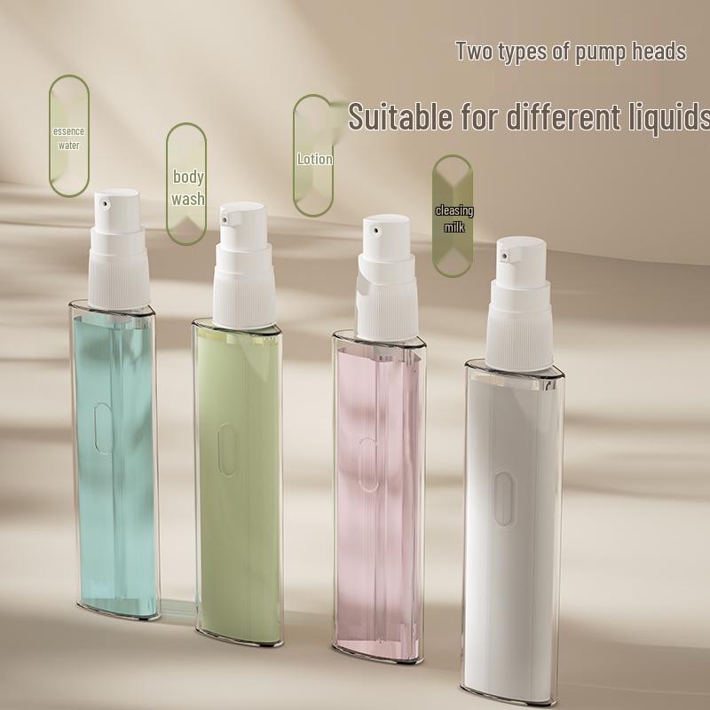 Travel Set: 4-in-1 Refillable Spray & Press Bottles for Shampoo & Lotion.