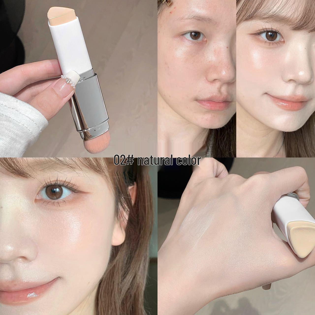 Kakashow Lazy Person Foundation Stick: Natural Matte, Double-Ended with Brush, Easy to Blend for Nude and Translucent Coverage. 14g