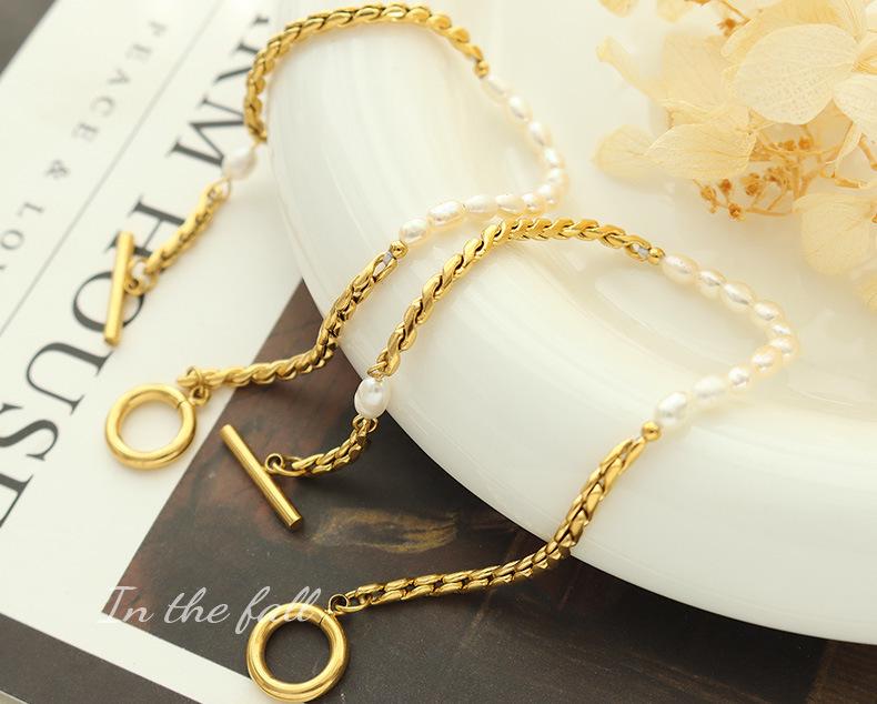 Korean Fashion Freshwater Pearl Bracelet with 18K Gold OT Clasp