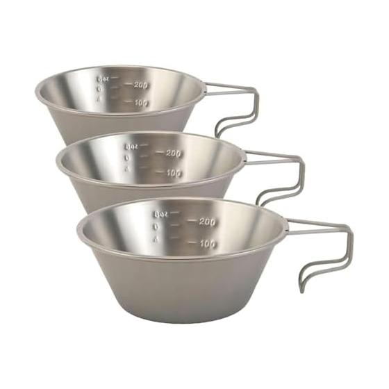Snow Peak Titanium Shella Cup E-104 Titanium Measuring Cup with Scale Lightweight for Cooking Outdoor Camping (x 3)