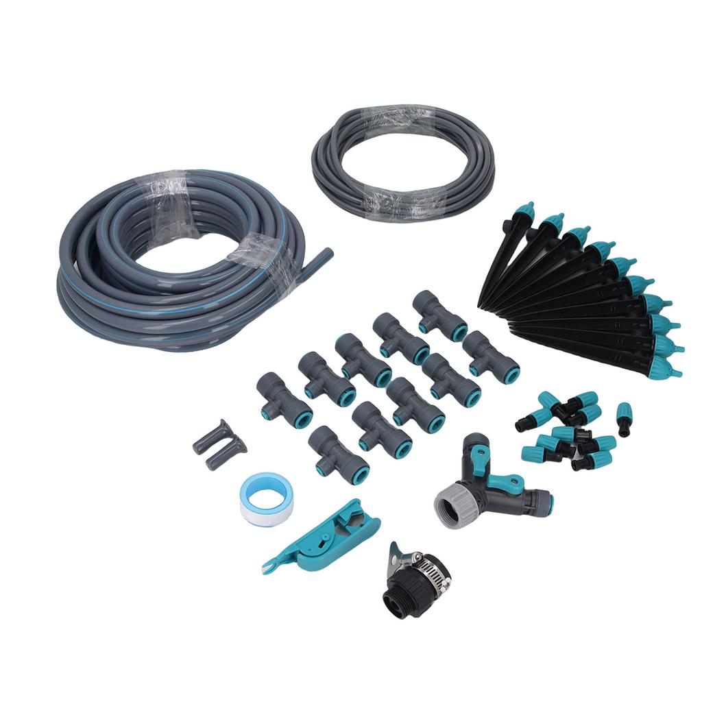 10m Greenhouse Micro Drip Irrigation Kit with Tubing Hose Adjustable Nozzle Garden Watering System