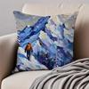 MMountain Landscape Pillow Art Decor Cushion Cushion Cover Pillowcase Antidustmite Invisible Zipper Short Plush Sofa Cushion