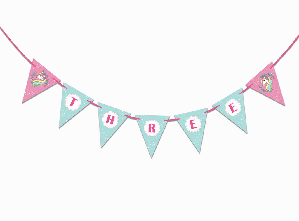 Inkdotpot Birthday Party Decorations Happy Birthday Party Garland Baby Girls Unicorn Pennant Banner