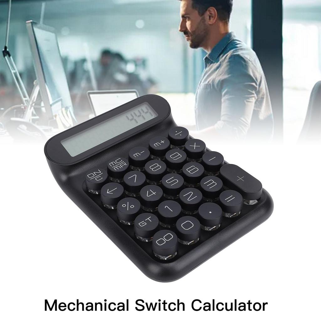 Luocute Mechanical Switch Auto Sleep Desktop Large LCD Display Black Calculator, 24-Key Calculator,