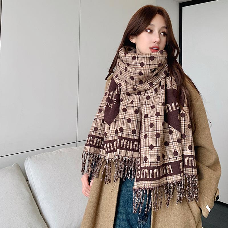 65 * 200cm Herbst Und Winter Neu Damen Einfarbig Vielseitig Schlicht Quaste Imitat Kaschmir Doppelseitiger Schal Warmer Schal Atmosphäre Schal
