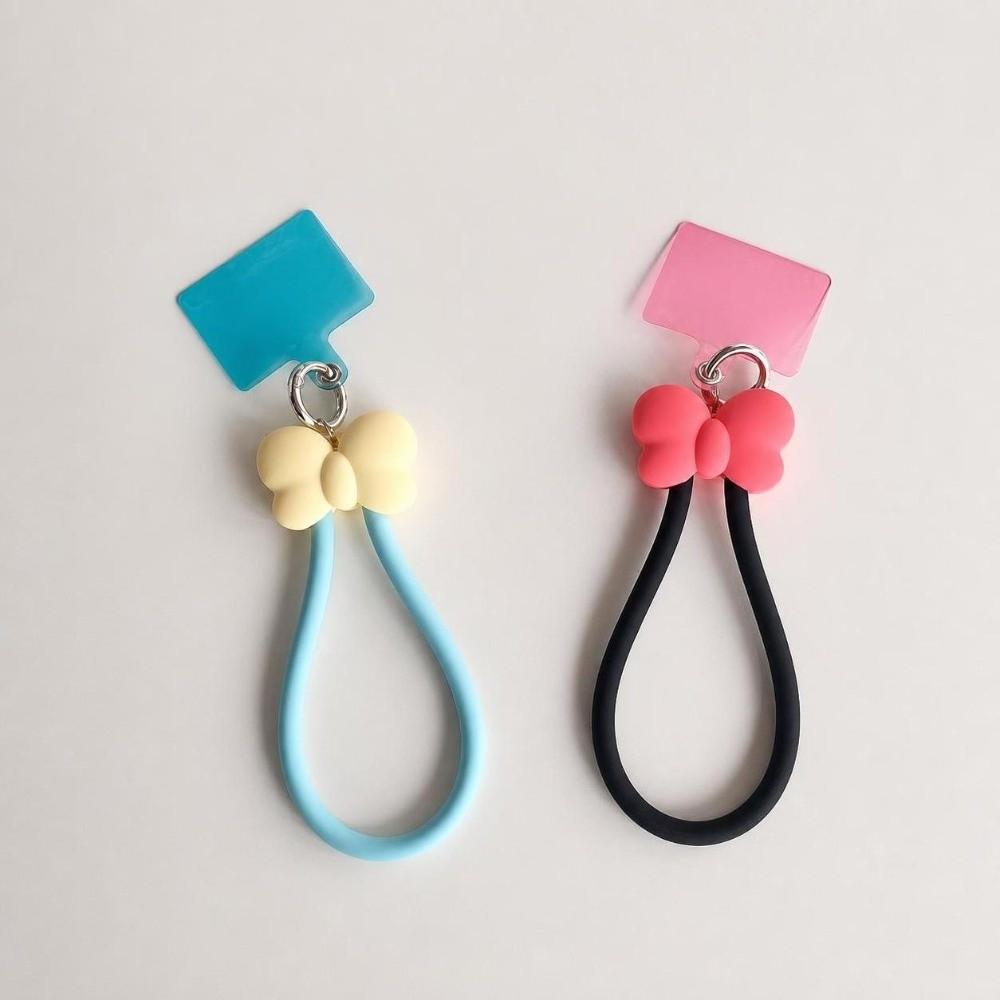 Clip Snap Design Silicone Wrist Strap Bow-knot Style Key Chains Accessory Phone Lanyards for Women