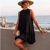 Women's Sleeveless Pleated Babydoll Dress - Loose Fit A-Line Dress for Vacation