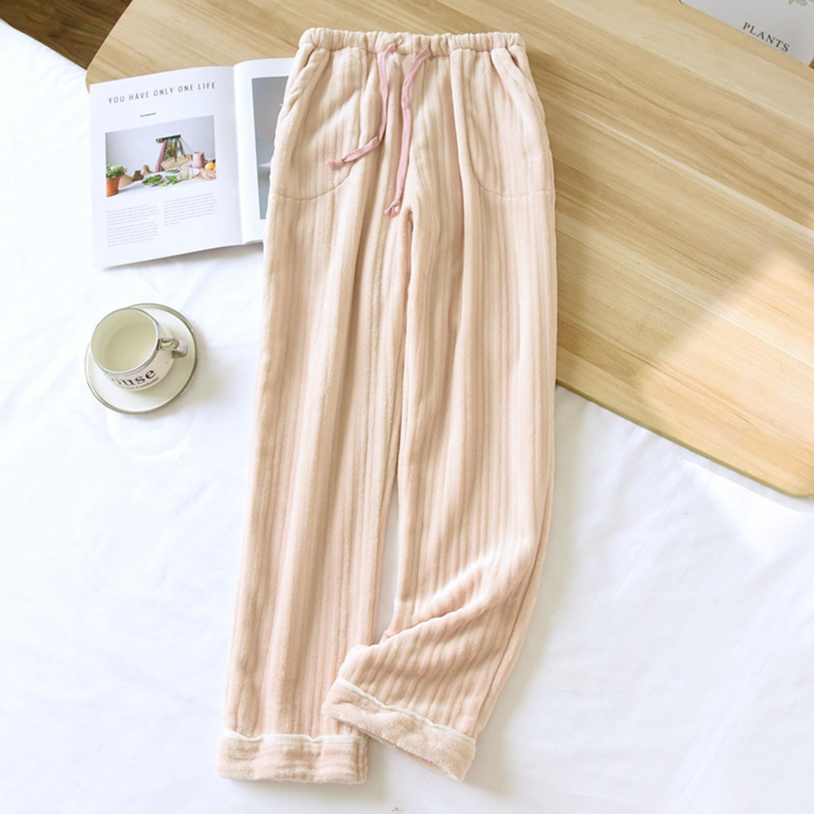 

Женские термофлисовые карманы пижамные теплые повседневные брюки домашние пижамные штаны L розовый