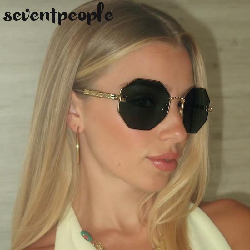 Vintage Octagon Punk Sunglasses Women Luxury Brand Metal Frame Steampunk Polygon Sun Glasses For Ladies Fashion Eyewear
