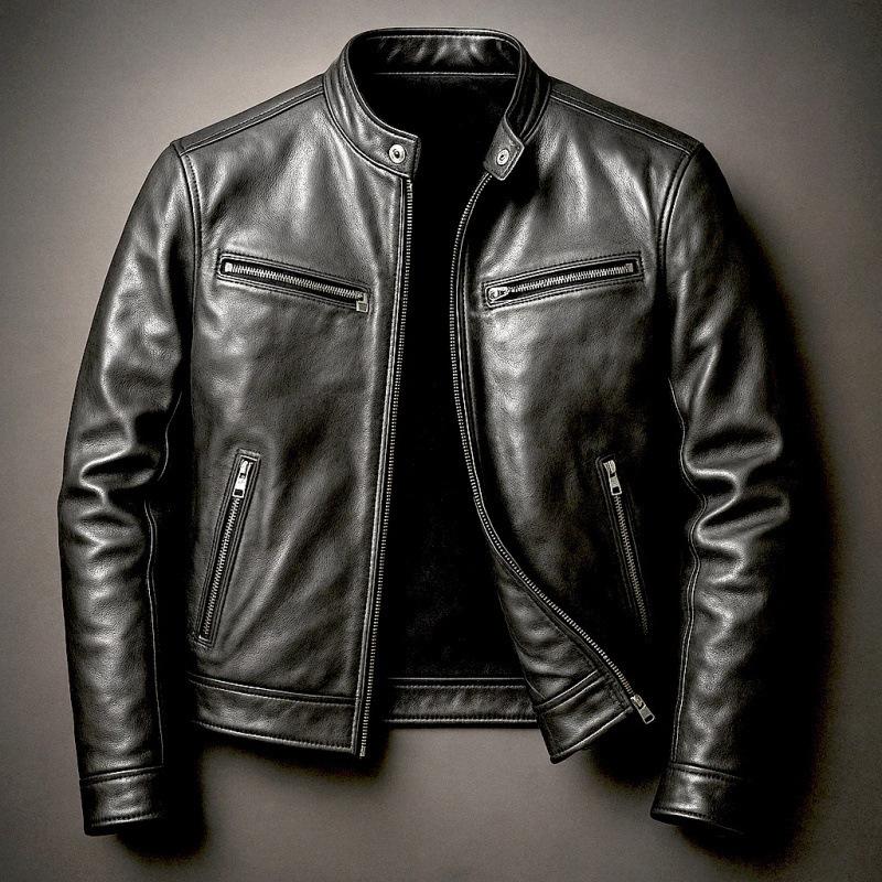 Men's European and American winter locomotive style men's leather jacket fashion slim jacket men's jacket thickened