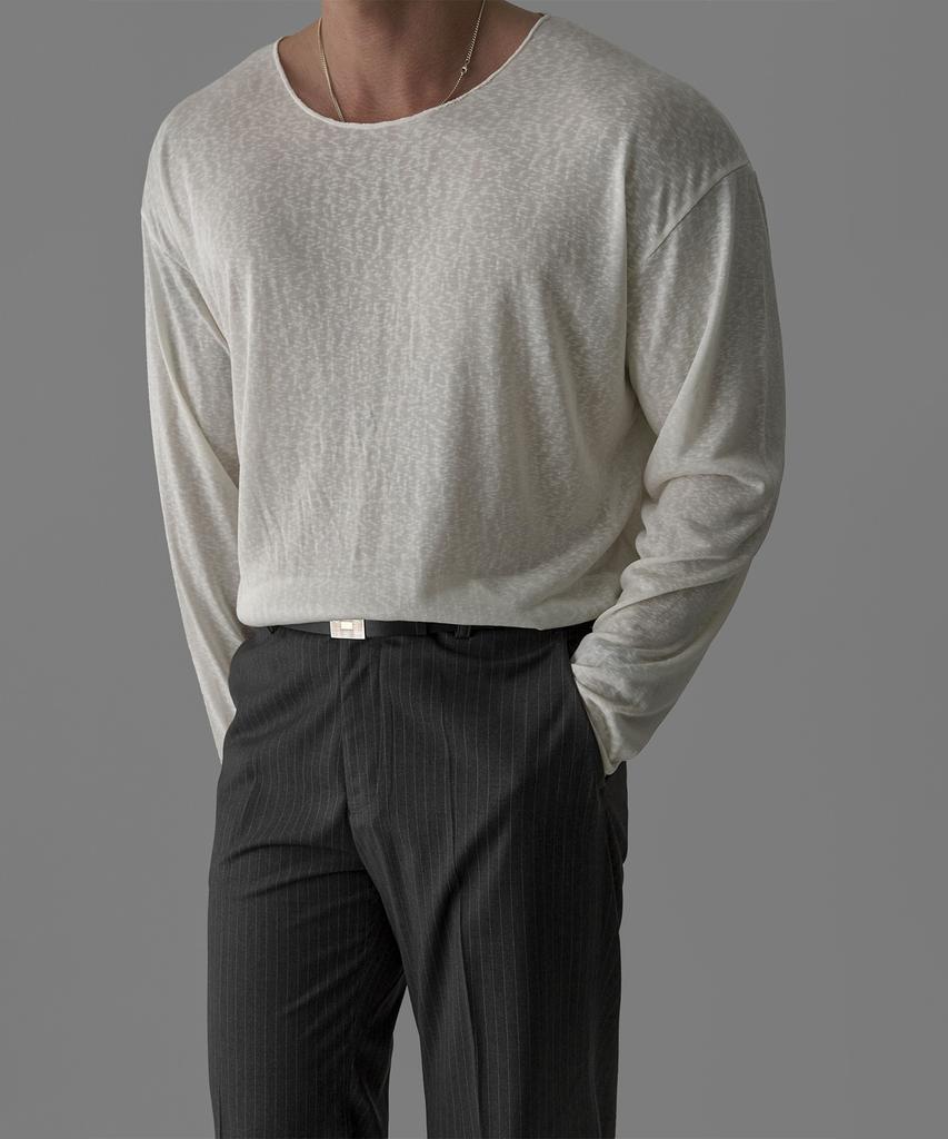 Baulopeulodeogteu Tencel Ribbed Boat Neck Knit Tee [Ivory]