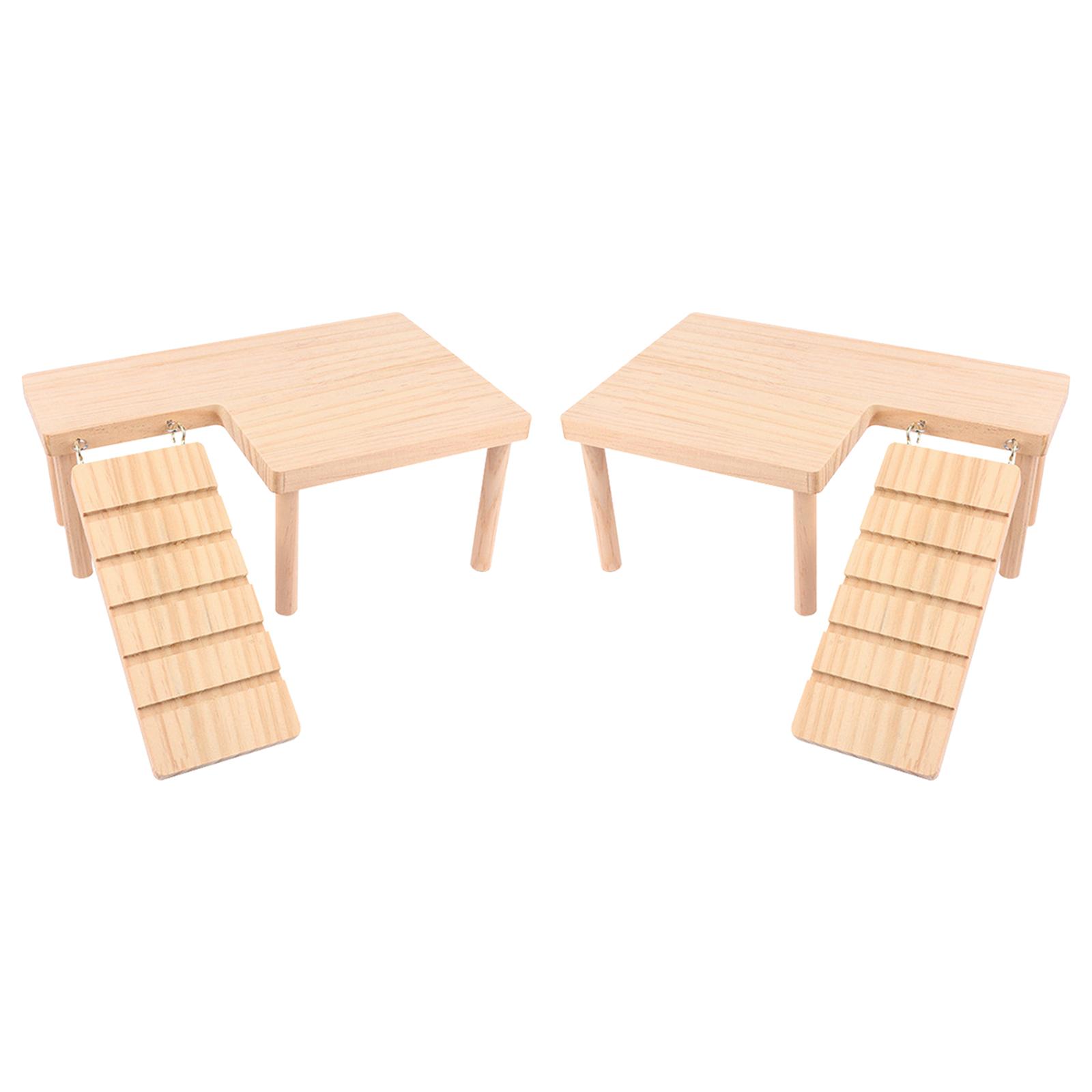 Hamster Wooden platforms Toy with Ladder Hamster Stairs for Small Animals Left