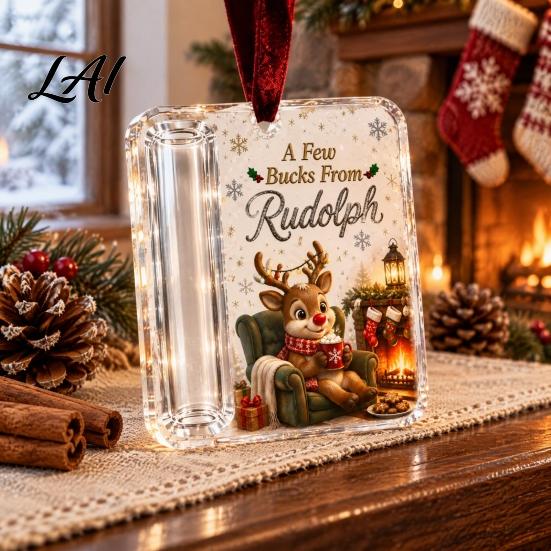 Creative Money Gift Ideas Christmas Cash Holder Ornament Acrylic Holder Holiday Ornament Hanging Decoration for Xmas Tree Stocking Stuffer,