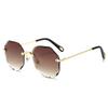 New sunglasses trendy personalized sunglasses fashion frameless sunglasses women's European and American trimmed polygons