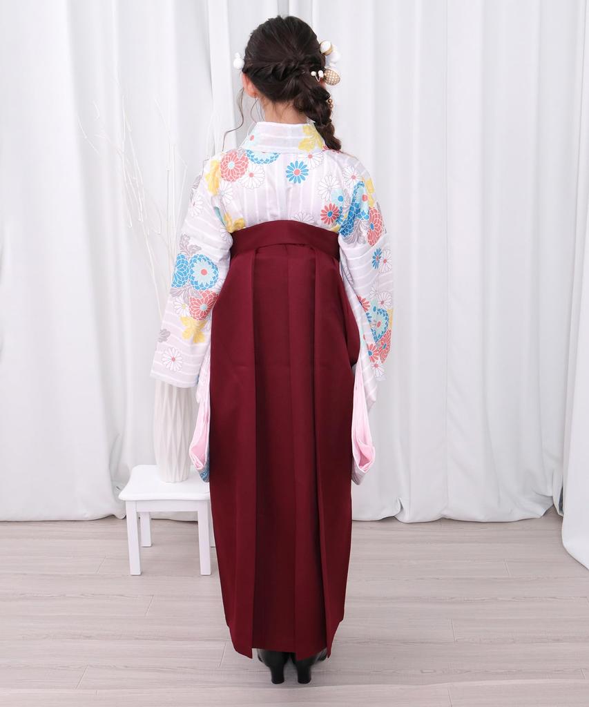 Graduation Ceremony Hakama Easy To 5 Piece Set Hakama Lower Waist for Elementary School Girls Drops On the [KYOETSU] Set, Dress, (Kimono, Hakama,