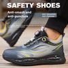 Anti-puncture Work Shoes Lightweight Safety Shoes with Rotary Button Steel Toe Work Boots for Men Women Safety Toe Sneakers