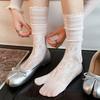 Bias Lace Lace-up Stockings - Children's Summer Short Style Mid-calf Socks - Summer Two-toed Stockings - Ballet-style Piled Stockings