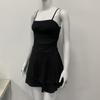 European and American Summer Solid Color Slim Fit Double-layer Hem Camisole Backless Dress