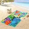 DinoCity Cartoon Print Beach Towel, Large Soft Quick Dry Towel for Beach Camping Swimming
