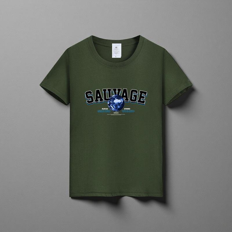 Summer New Unisex Versatile Pure Cotton T-shirt Fashionable Casual Round Neck Top Breathable Loose Fit Print Short Sleeved Shirt