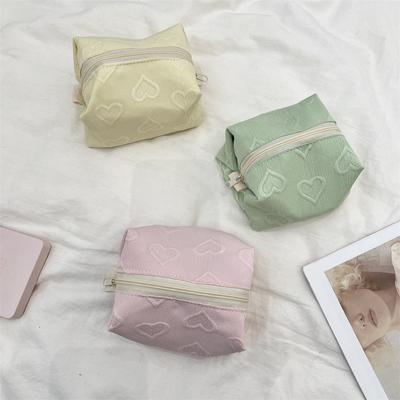 483 Cute Simple Love Small Square Bag Cosmetic Bag Female Student Portable Solid Color Storage Bag Cosmetics Wash