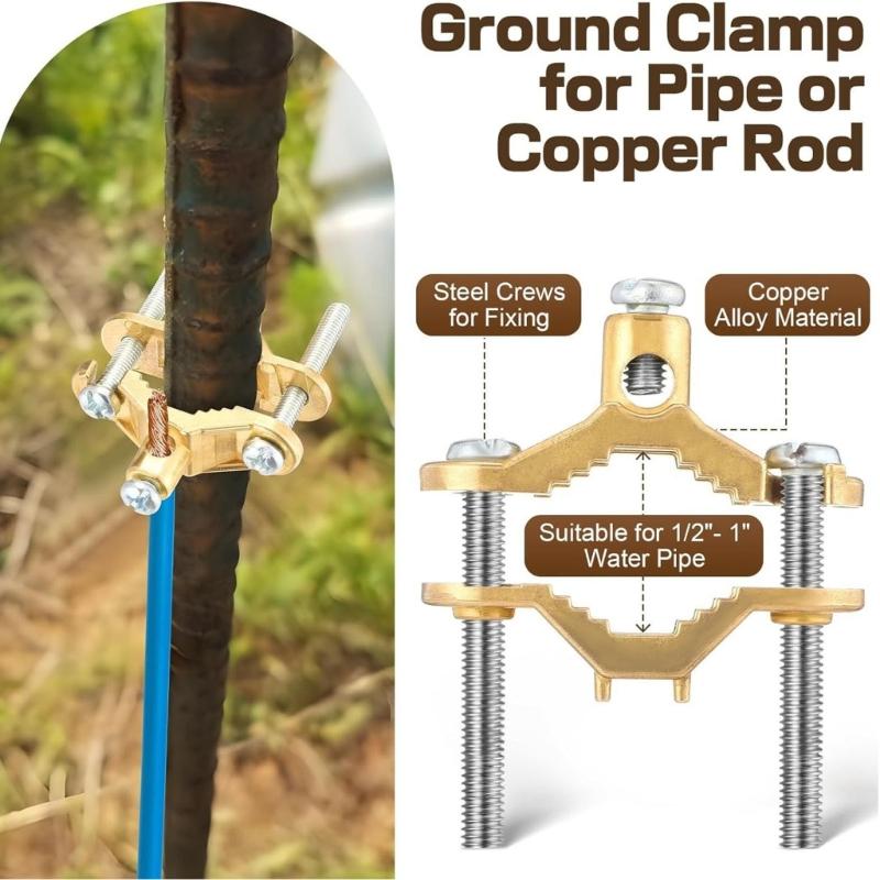 Heavy Type Coppers Alloys Grounding Clamps Electrical Inspection Clamps for Bare Metal Pipe