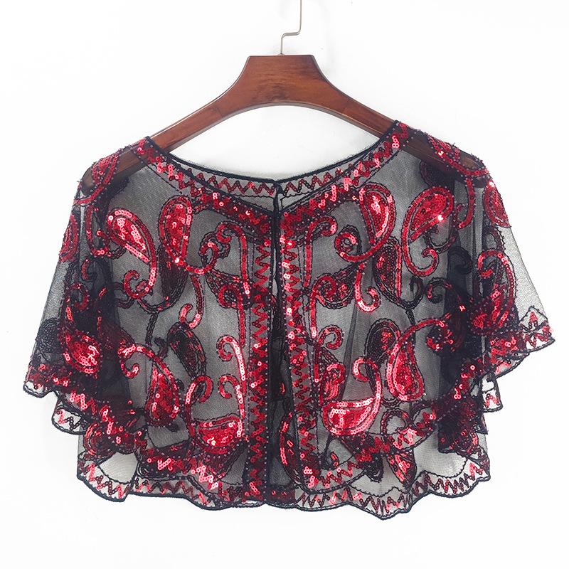 

Женская шаль из сетки с пайетками большого размера - Вышитый кардиган без рукавов с бисером и куртка от солнца