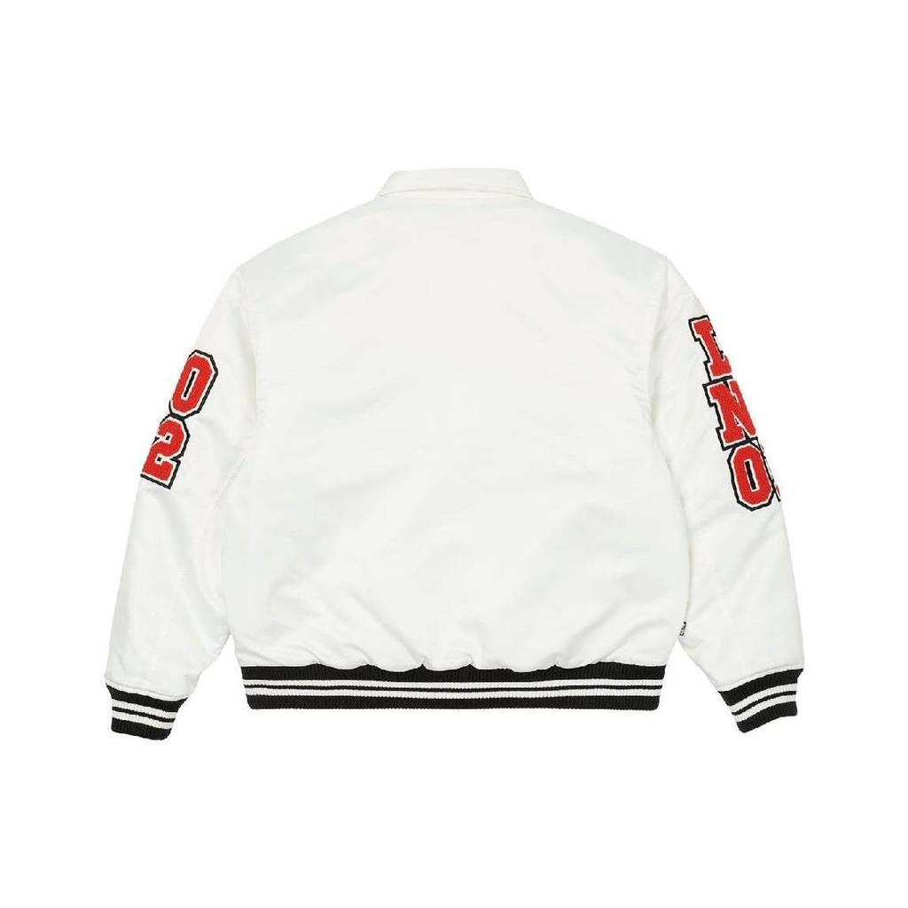 Palace Satin Varsity Jacket White Men Outerwear P23JK024