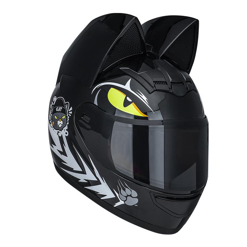 Women's Full Face Cat Ear Motorcycle Helmet - Universal for All Seasons