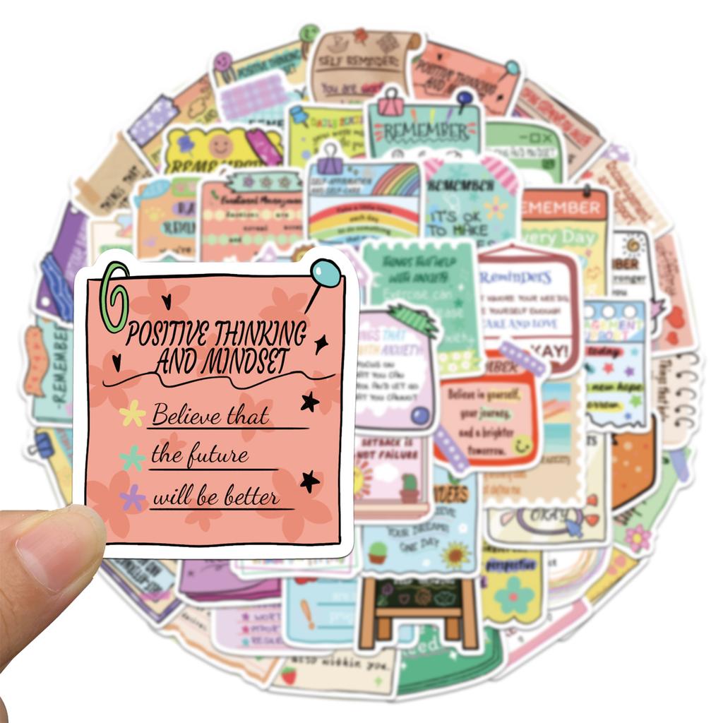 54PCS Psychological Health Stickers Exquisite Text Account Materials Phone Cases Laptop Suitcases Water Cups Waterproof Stickers