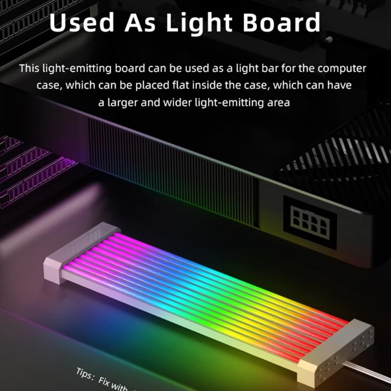 Flexible Silicone 8Pin GPU Power Cable ARGB Lighting Strips 5V3Pin Addressable Syncing For Gaming PC Case Accessories