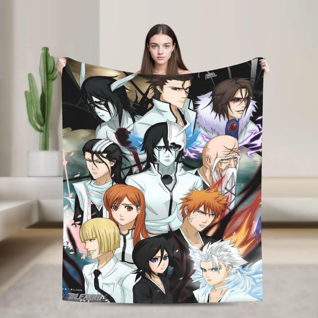 Ichigo Orihime Uryu Blanket Bleached Camping Flannel Throw Blanket For Living Room Super Soft Custom Diy Quality Bedspread Gift