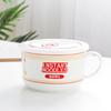 Cartoon Printed Ceramic Soup Bowl With Ergonomic Handle 800ml To 1100ml Rotating Time Trackers Lid Microwave Safe For Students Adults