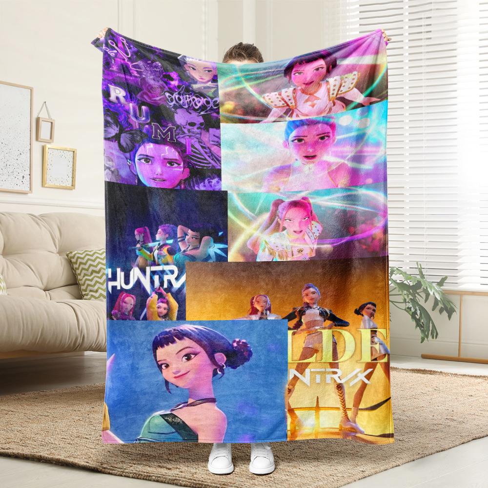 KPop Demon Hunters Colorful anime style!Rumi and other characters cover blankets, comfortable and fashionable at home