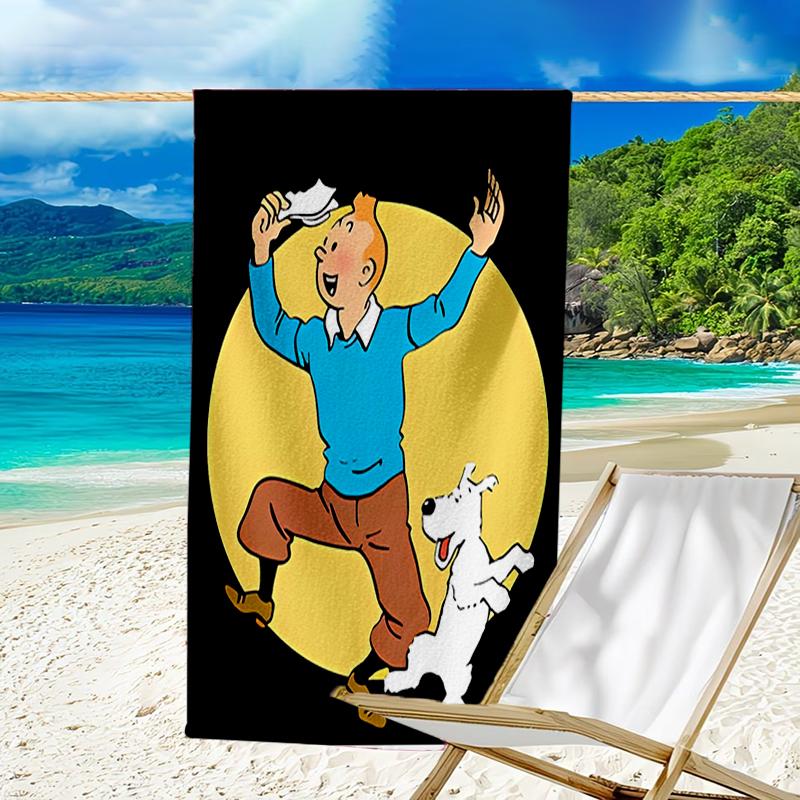 Beweis Strandtuch mit einem Muster von Die Abenteuer von Tim und Struppi1 - weich, saugfähig, schnell trocknend, maschinenwaschbar - perfekt für Schwimmen, Camping, Baden