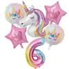New 1Set Rainbow Unicorn Balloon 32 inch Number Foil Balloons 1st Kids Unicorn Theme Birthday Party Decorations Baby Shower Glob