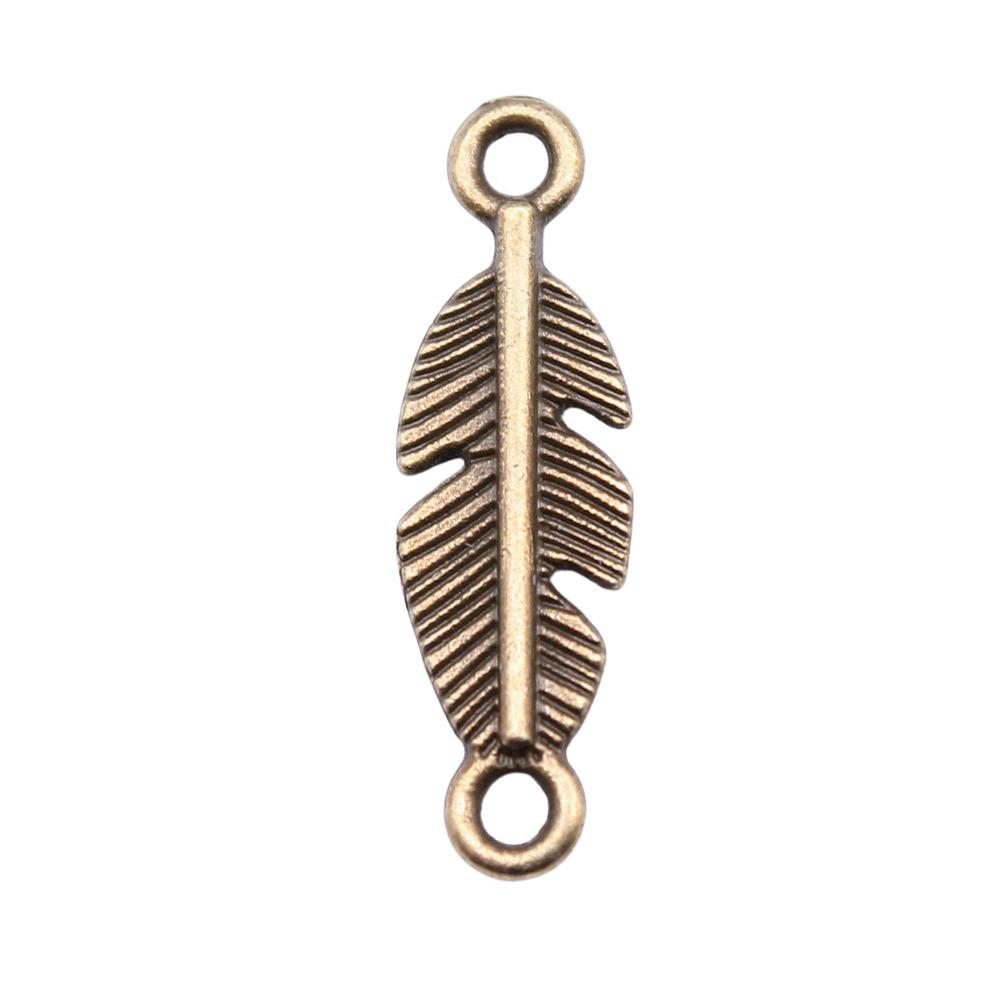 Feather Charm Angle Connectors For Bohemian Style Jewelry Vintage Pendants
