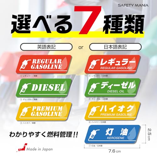 Fuel Filler Stickers for Regular, Premium Octane, Diesel, Light Oil, Kerosene, Water Resistant, Strong Adhesive, Fuel Indicator, Set of 2 (Diesel