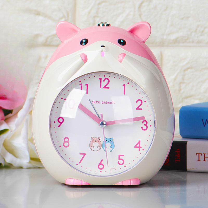 Creative New Little Hamster Cartoon Voice Alarm Clock Children Student Using Silent Luminous Girl Cute Electronic Alarm Clock