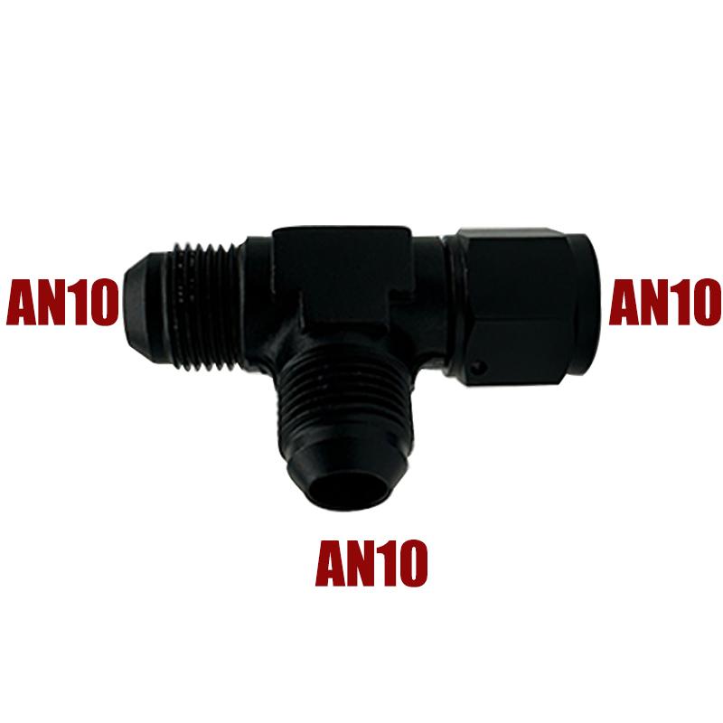 4AN 6AN 8AN 10AN 12AN Hose Tee Connector Fitting Male To Male Female Tee On Side Thread Fitting Adapter Junction Coupler Black