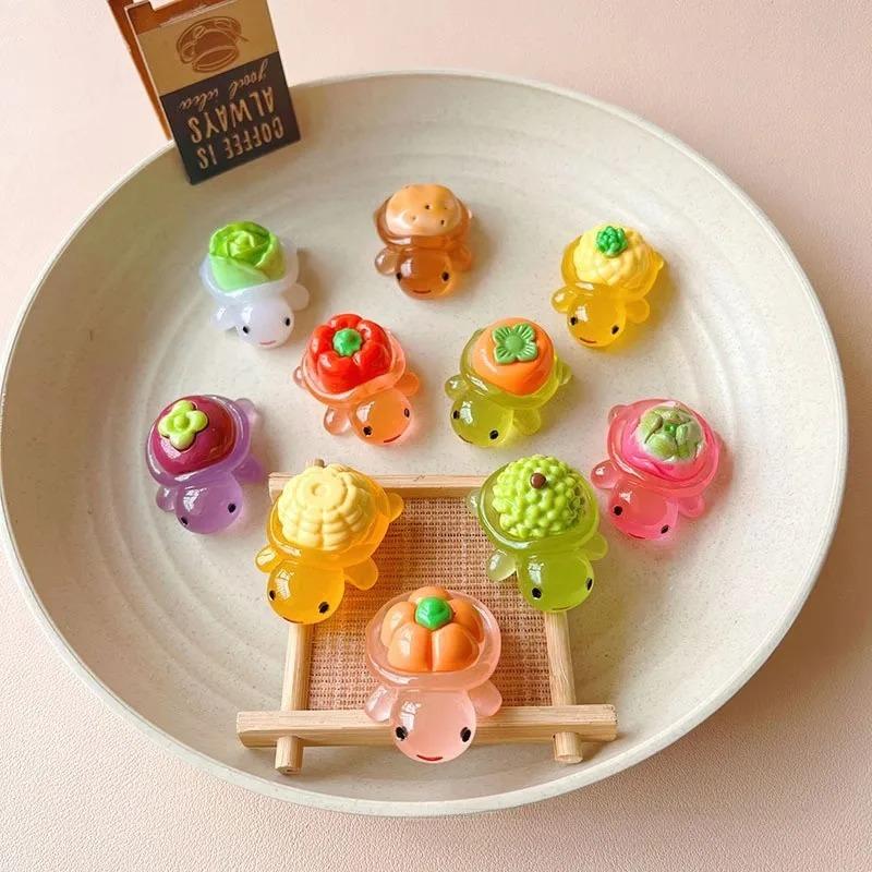 100Pcs New Resin Crafts Glowing Vegetable Turtle Garden Fish Tank Miniatures Ornaments Mini Luminous Turtles Home Decoration