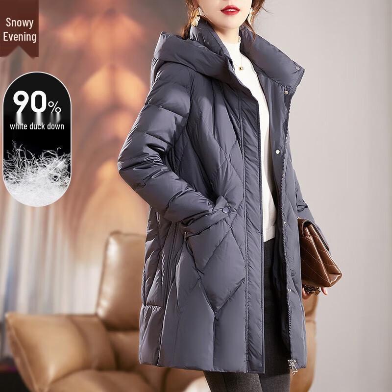 Женская утепленная куртка средней длины с капюшоном  Снежный Рассвет XL