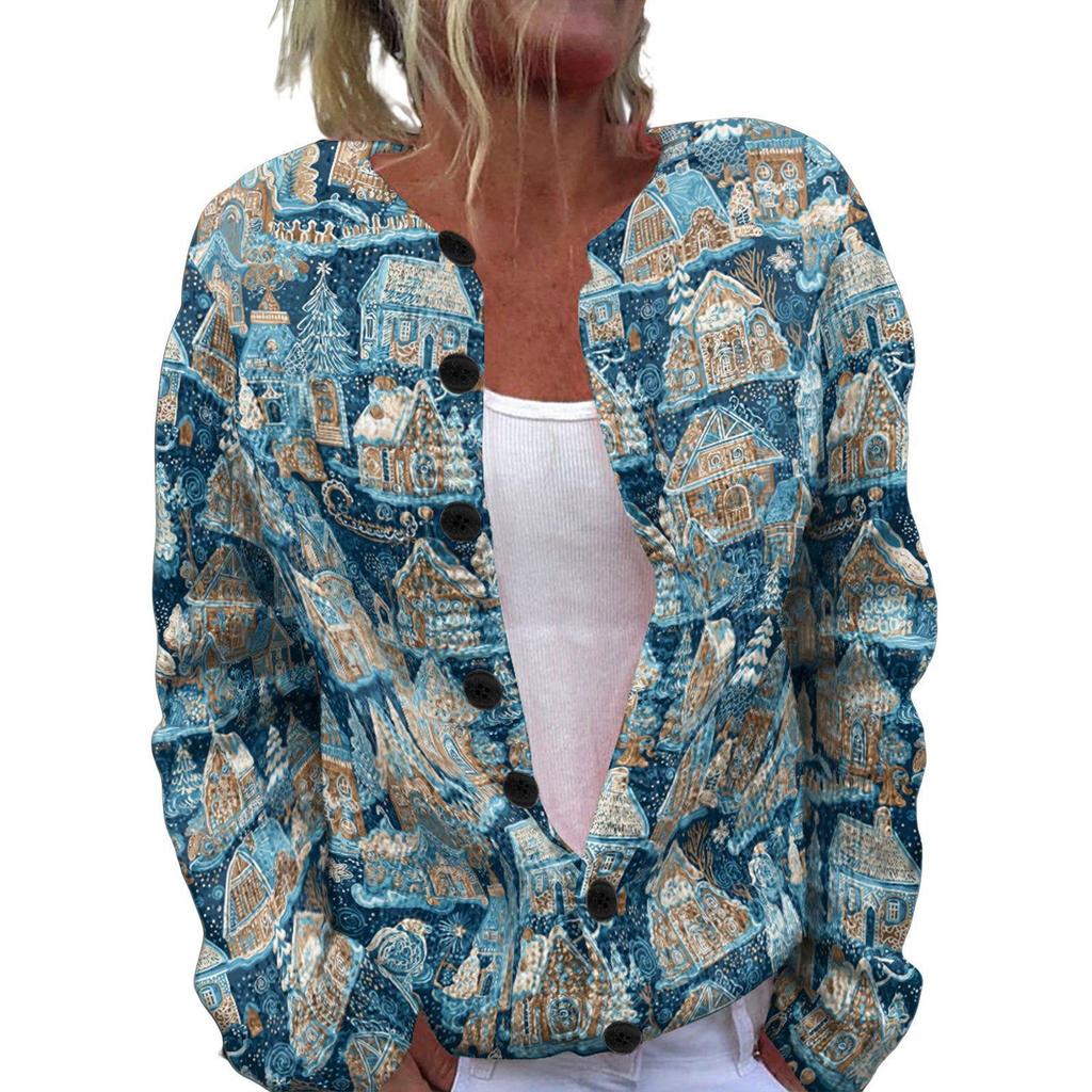 Round Neck Long Sleeve Christmas Cardigan Sweater YXX-YK01