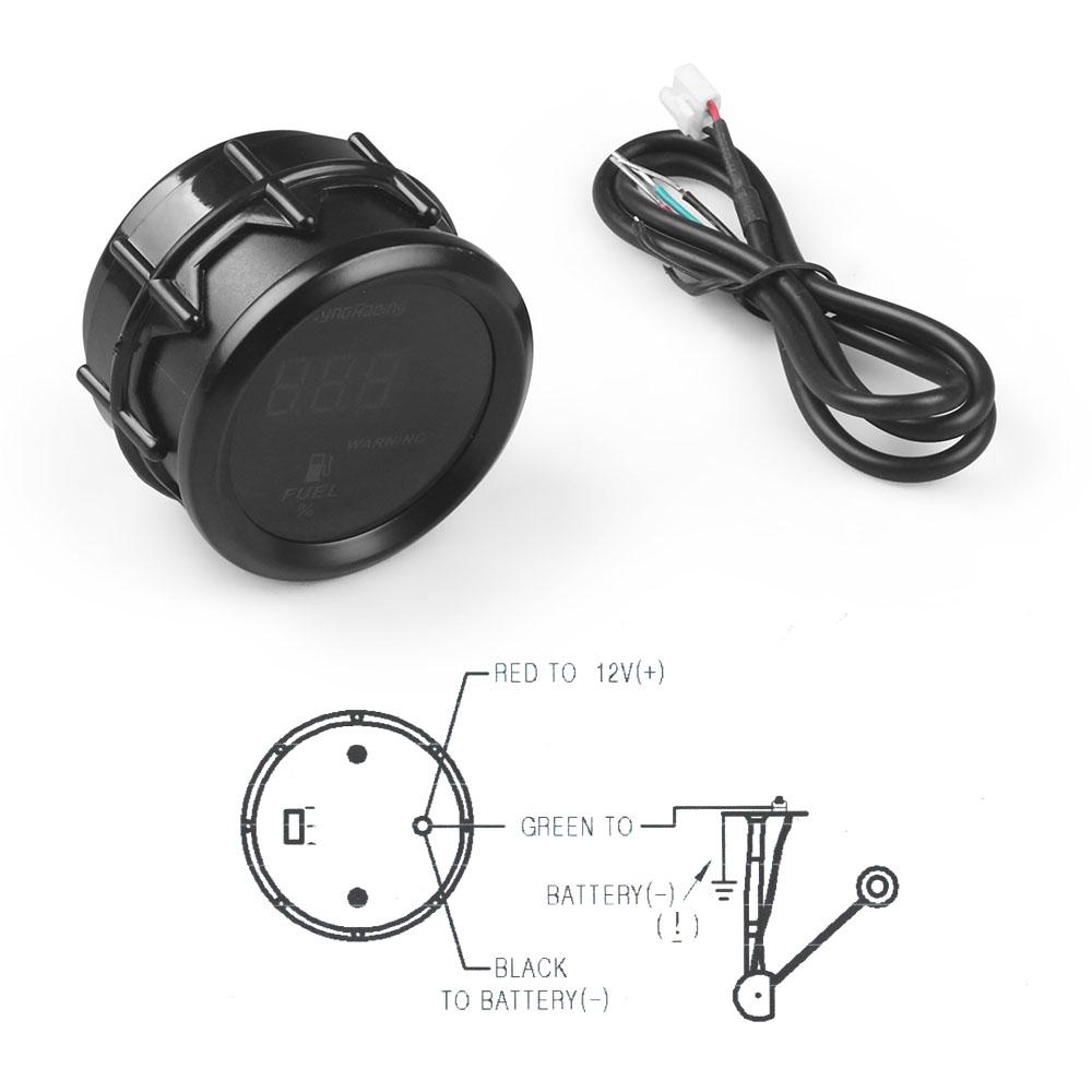 2" 52mm Universal Digital Percent Display Car Fuel Level Gauge Meter 8-18V With Fuel Sensor Oil float